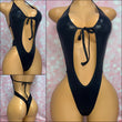 Metallic Black Tie Front Bodysuit