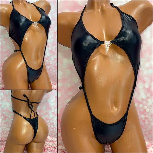 Black Wet Look Diamond Slingshot