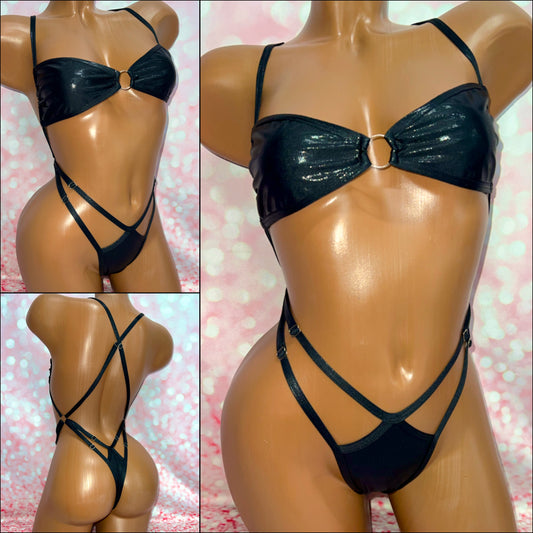 Metallic Black Strappy X-Tina