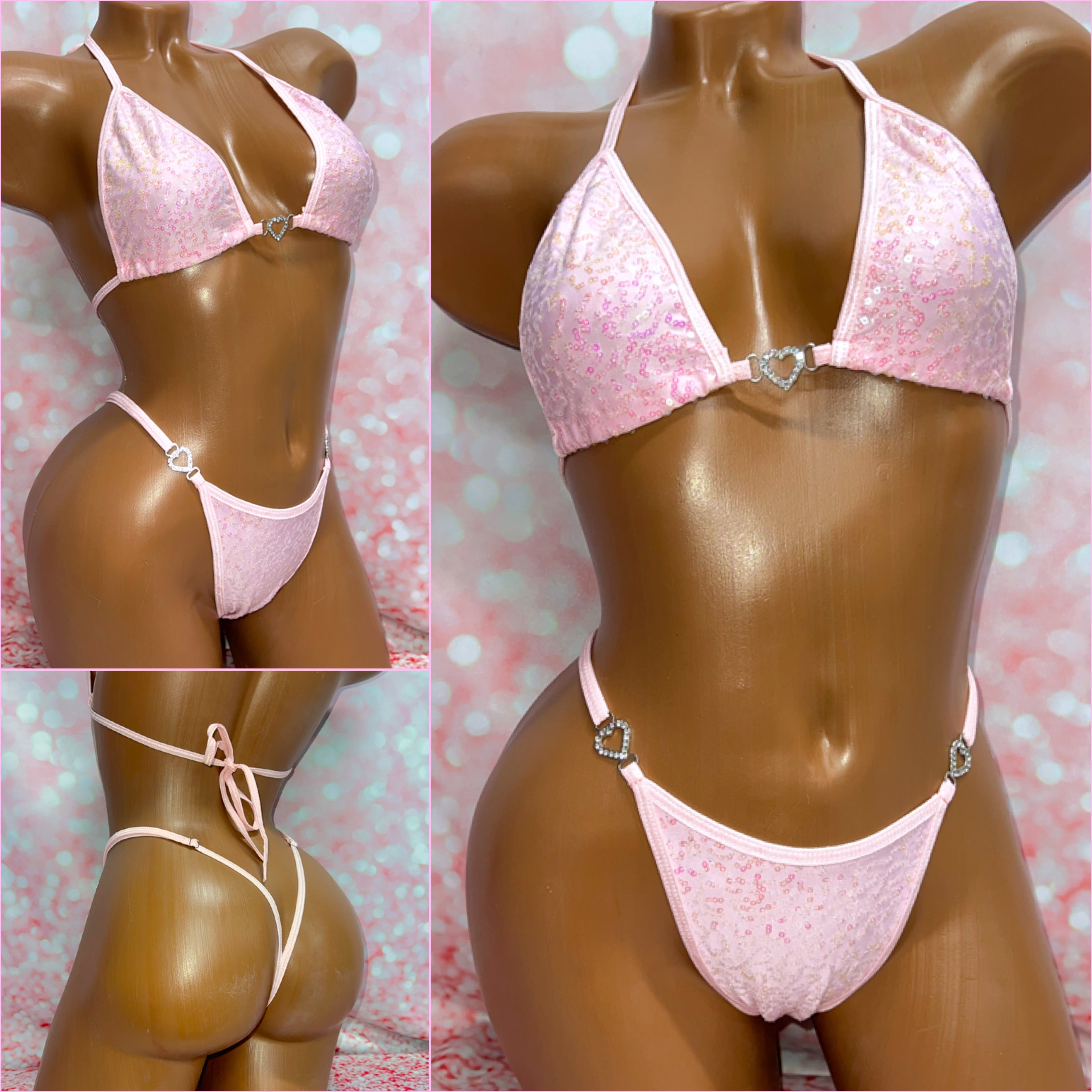 Pink Sequin Heart Bikini