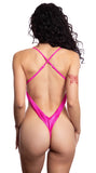 Metallic Pink Open Front One Piece