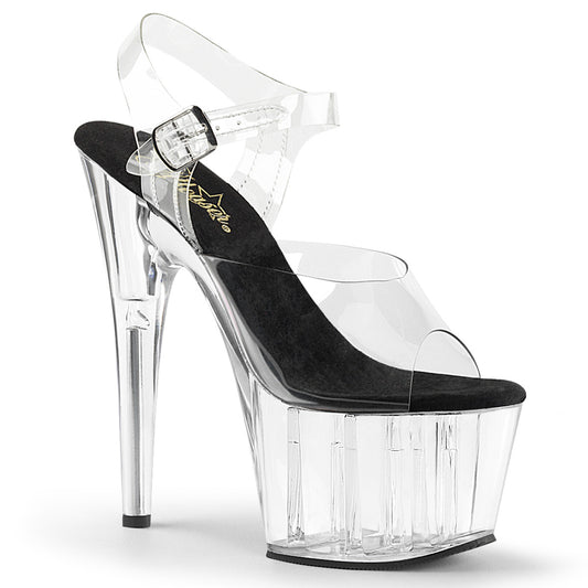 Pleaser ADORE 708 Clear Black Sole Platform Sandal