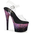 Pleaser ADORE-708SS Clear/Purple Glitter Heels