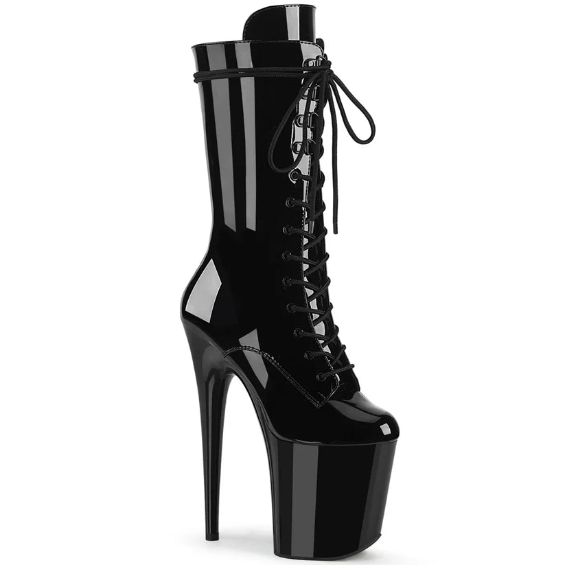 Pleaser FLAMINGO-1050 Black Patent/Black Boot