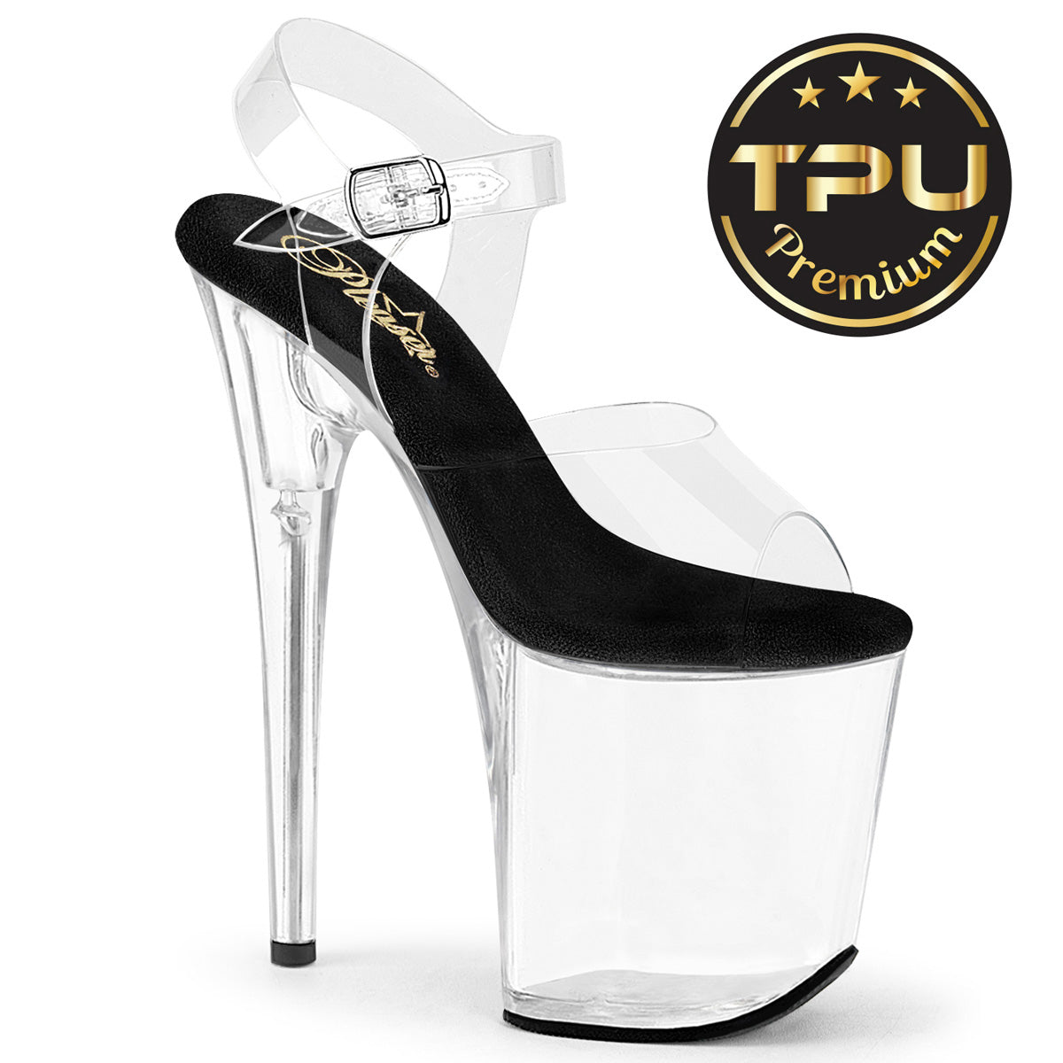 Pleaser FLAMINGO-808PREM Clear TPU-Black/Clear Platform