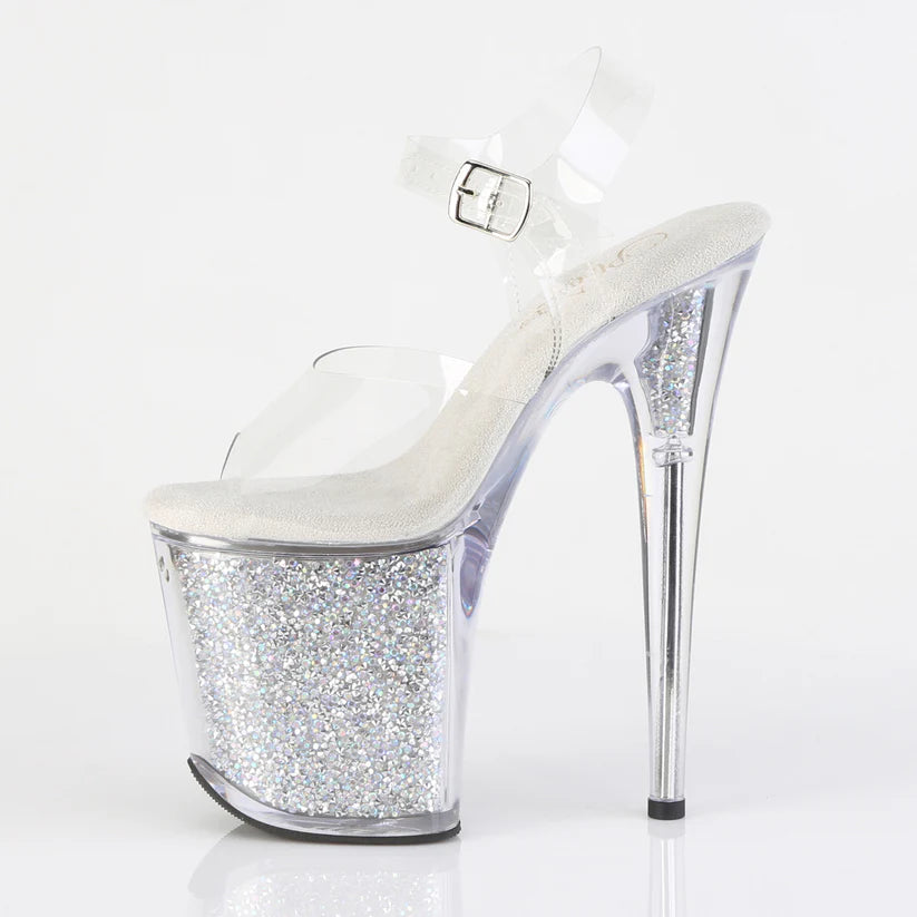 Pleaser FLAMINGO-808RSI Clear/Clear-Silver AB RS Platform Heels