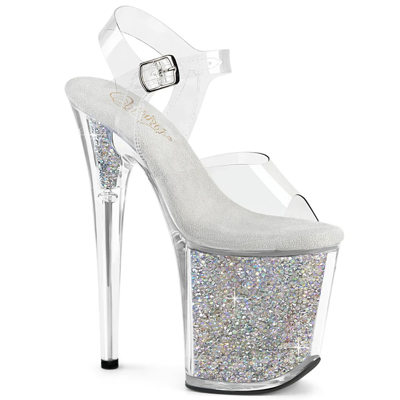 Pleaser FLAMINGO-808RSI Clear/Clear-Silver AB RS Platform Heels