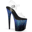 Pleaser FLAMINGO-808RSS Clear/Blue Glitter Heels