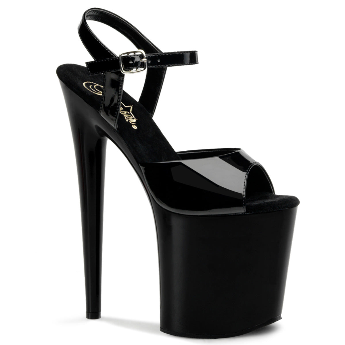 Pleaser FLAMINGO-809 Black Patent Platform Sandal