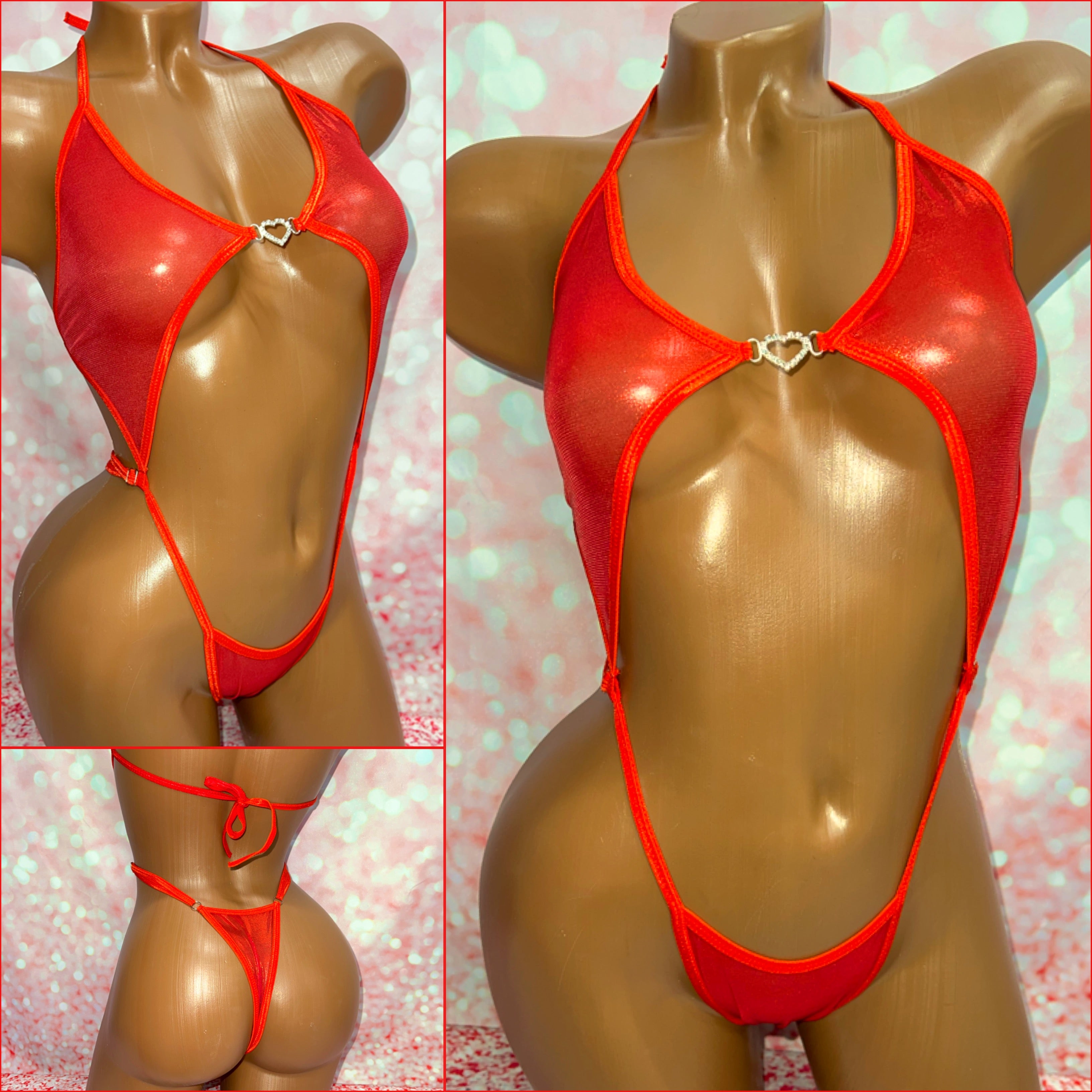 Red Metallic Mesh Diamond Slingshot