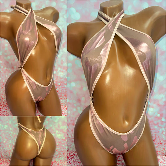 Rose Gold Camo Cross Over One Piece