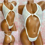 White Diamond Sequin Mesh Peekaboob