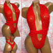 Halter Mesh Red Bodysuit