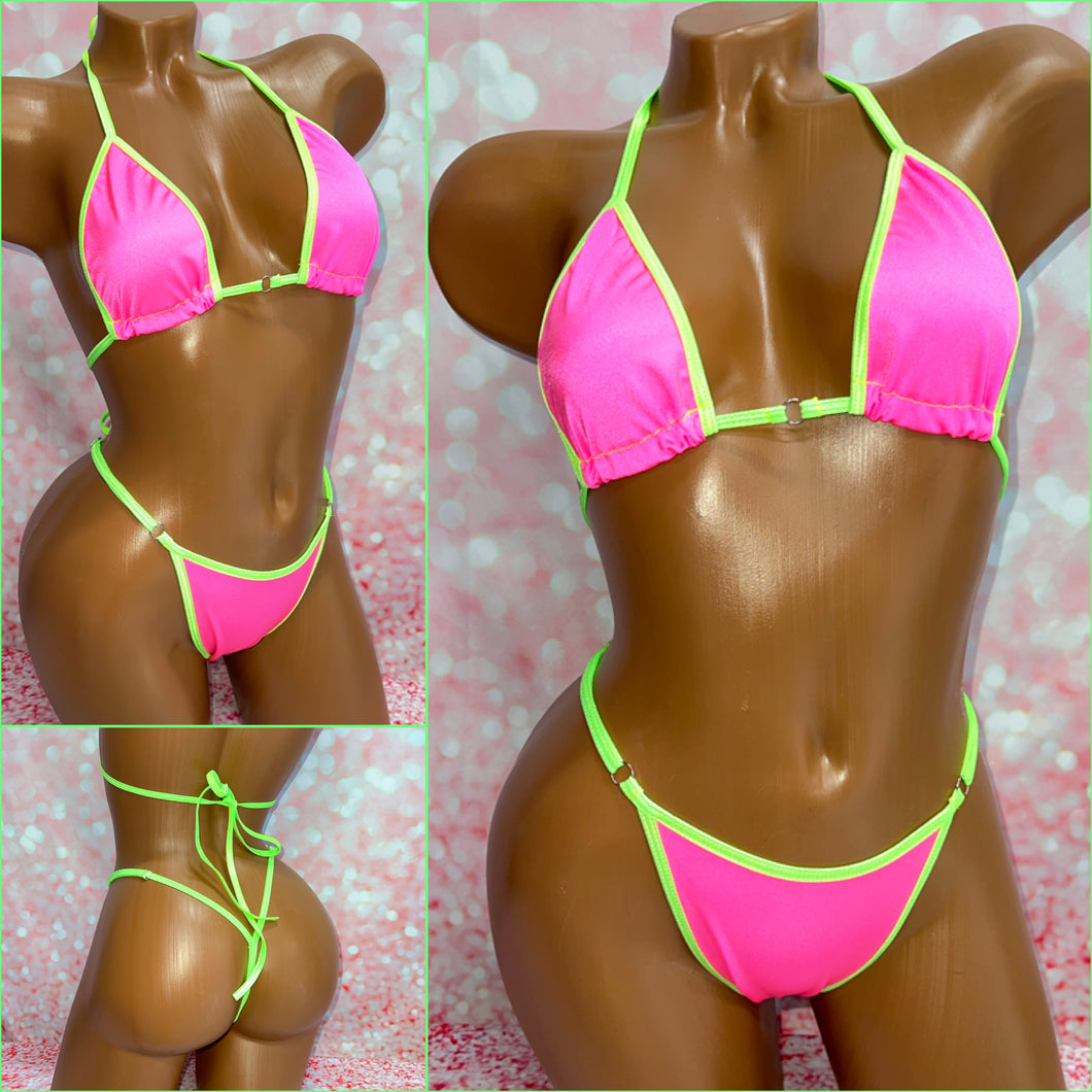 Neon Pink & Green Bikini