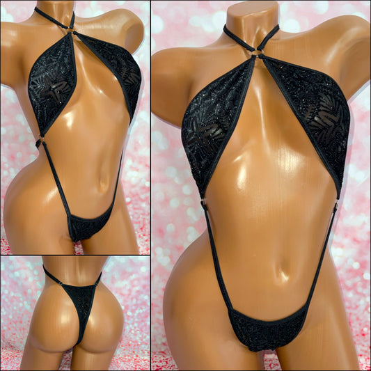 Glitter Damask Velvet Choker Slingshot