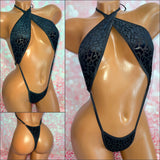 Black Leopard Velvet Mesh Slingshot