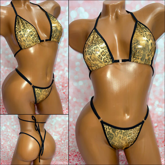 Metallic Gold Leopard Bikini