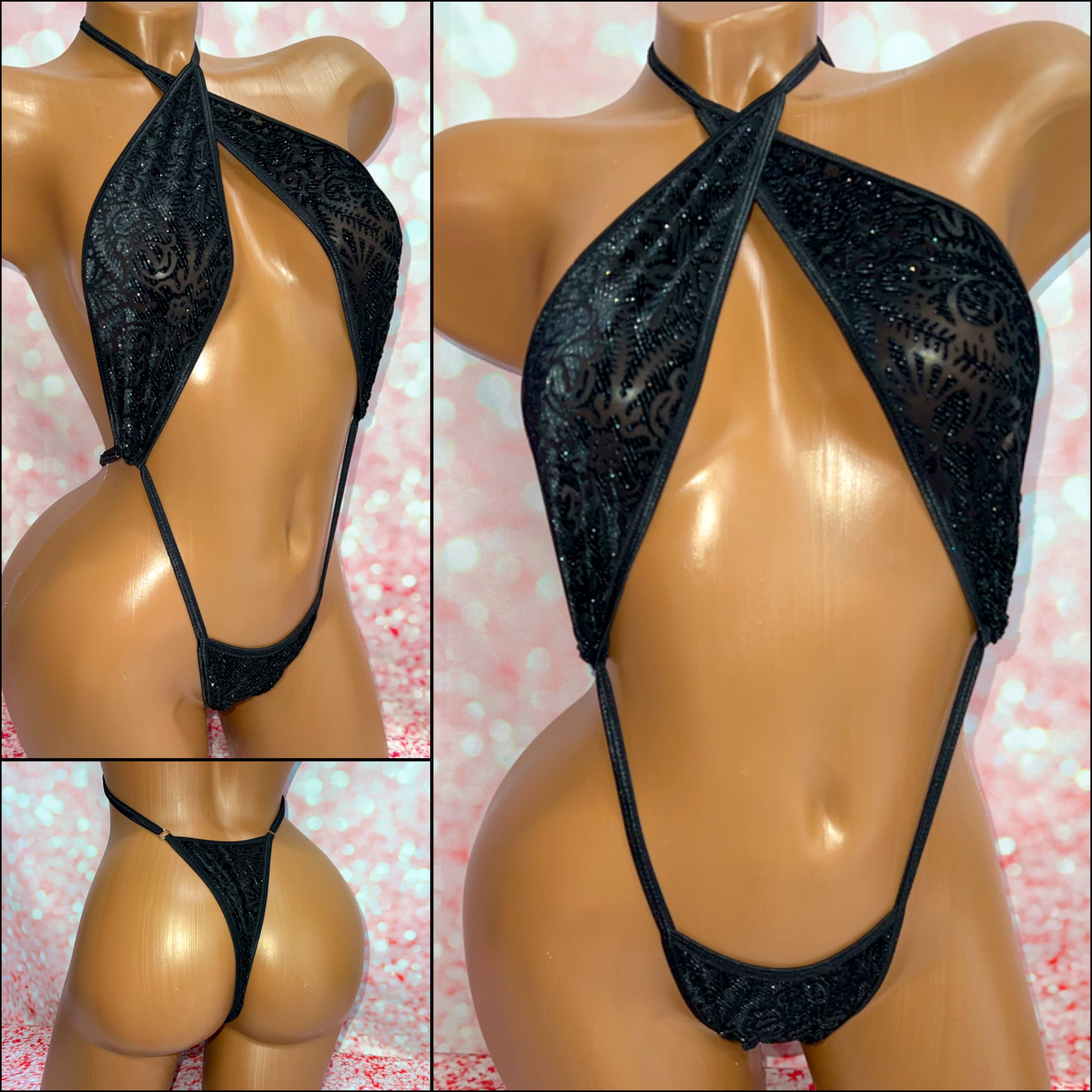 Glitter Damask Velvet Slingshot