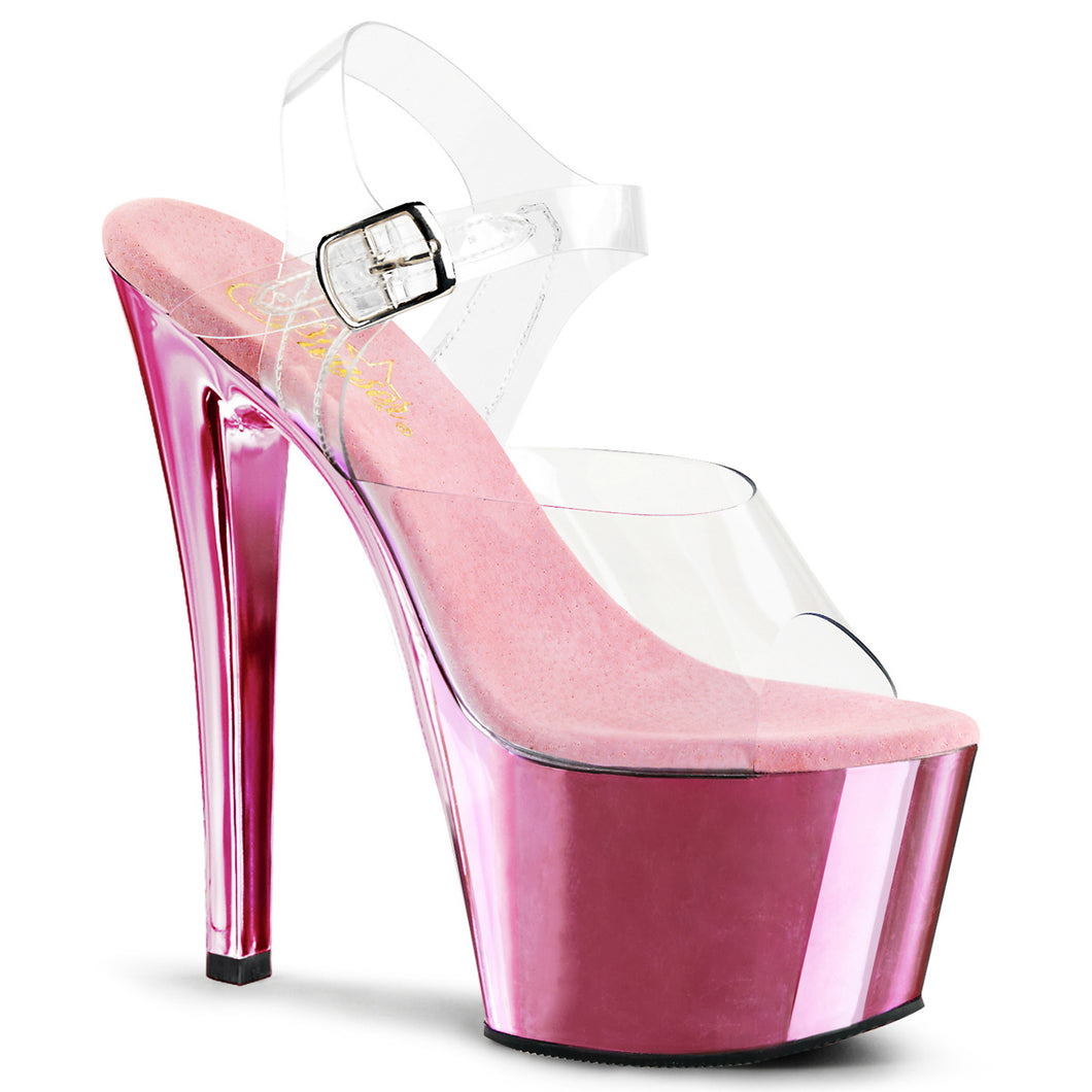 Pleaser SKY-308 Clear/Pink Platform Sandal