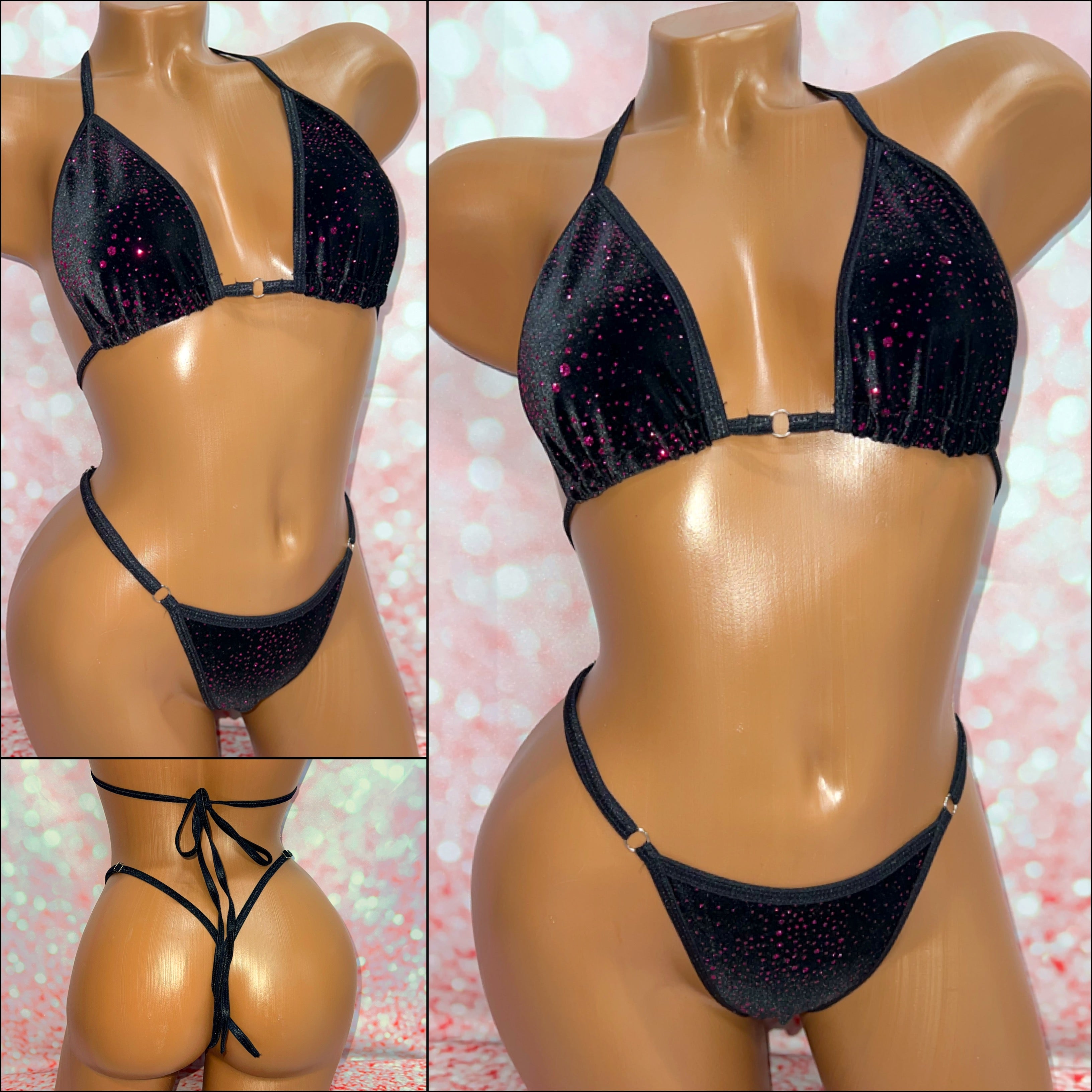 Purple Glitter Velvet Bikini