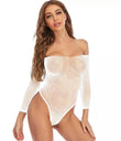 Rhinestone Mesh Bodysuit White