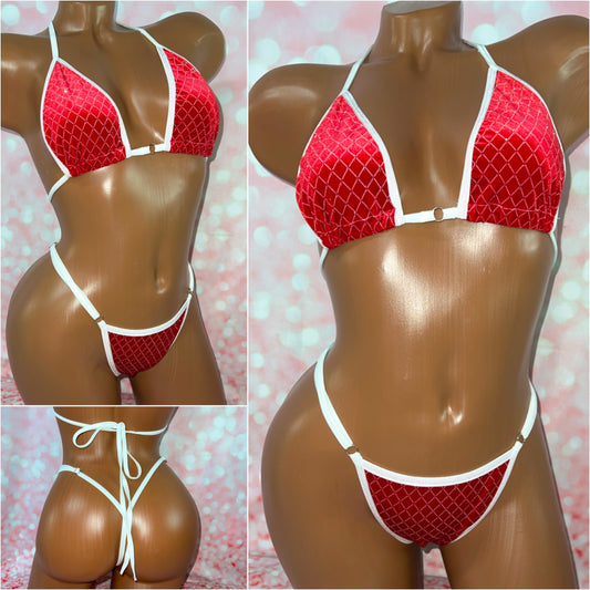 Red Glitter Velvet Bikini